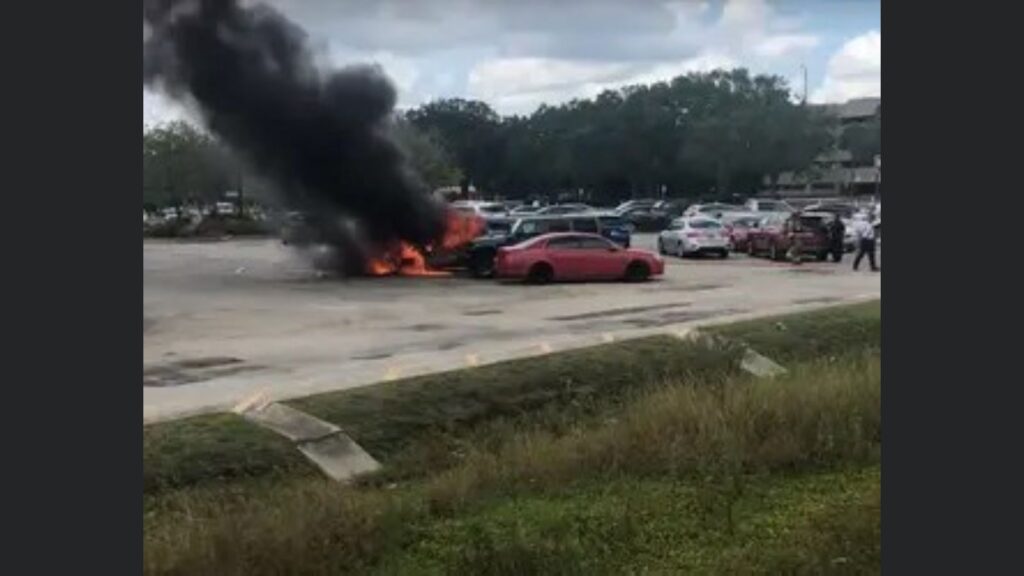 Car engulfed in flames at SeaWorld in Orlando